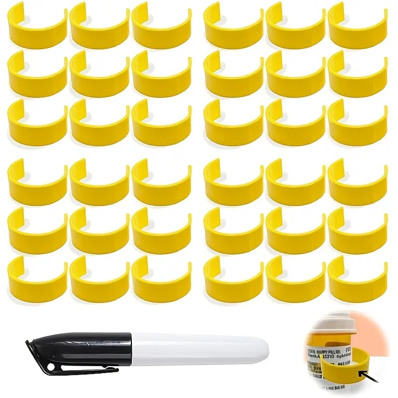 💊Easy-to-Use Pill Bottle Clips with Marker-🧓 for Quick Identification & Organization