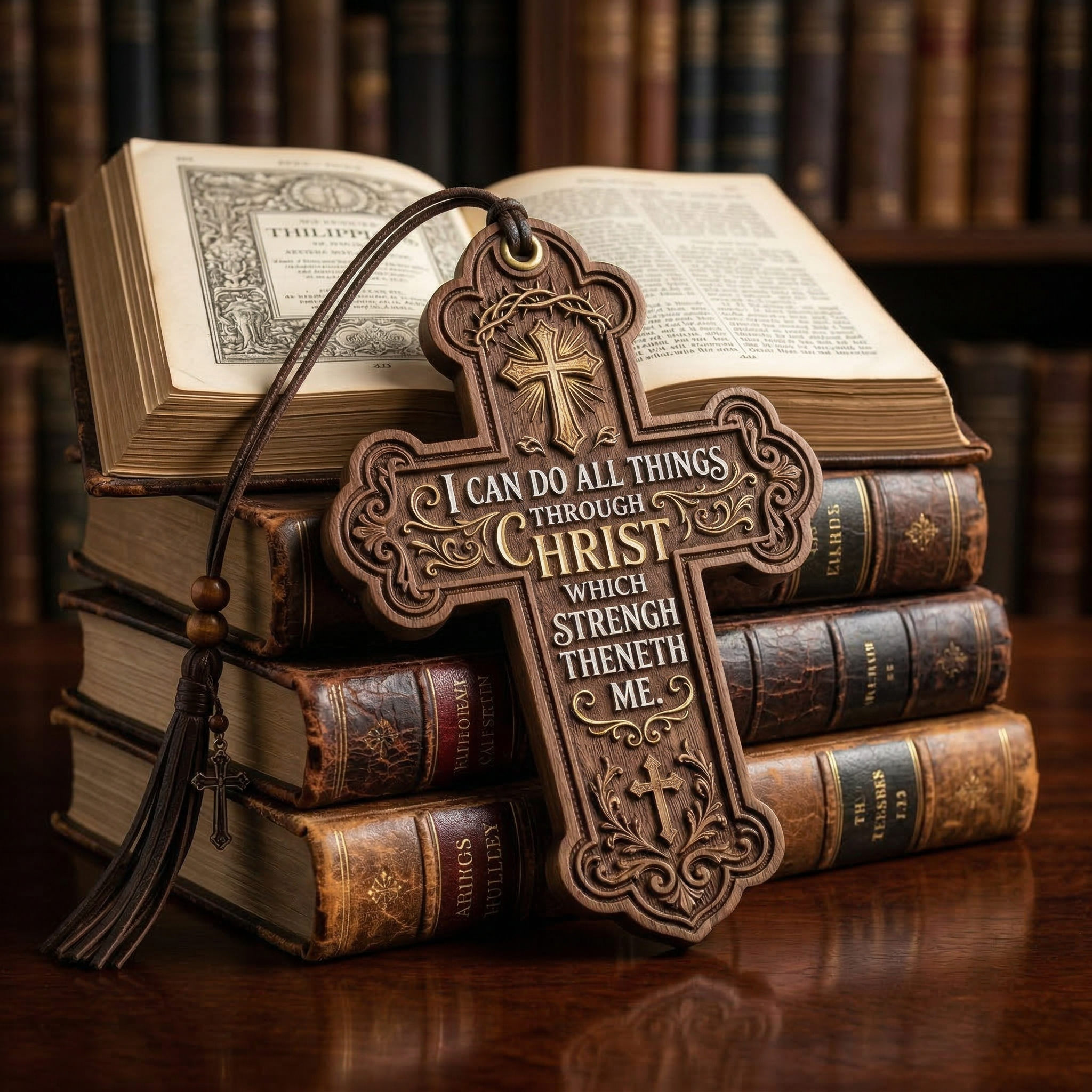 Elegant Wooden Cross Bookmark – Faith-Inspired Design
