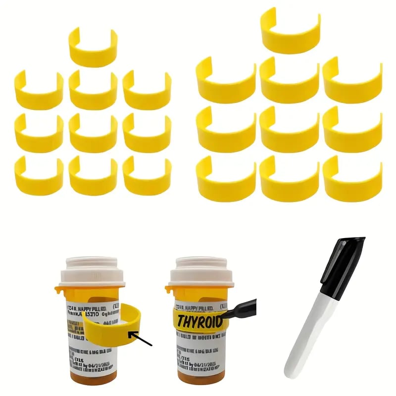 20pcs   pill bottle clips with marker   reusable medicine labeling system for quick identification organization ideal for home or travel details 4