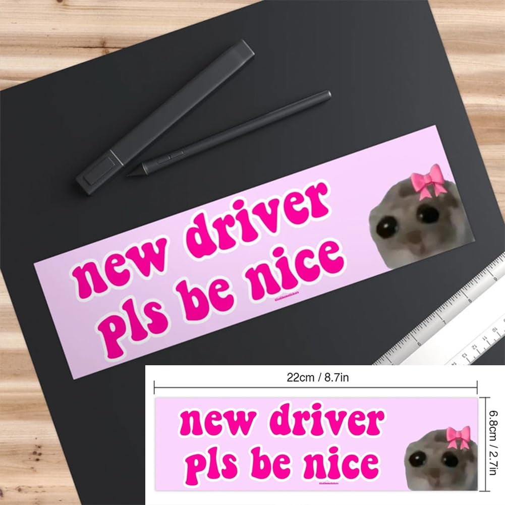 Funny Car Magnet Stickers - New Driver Please Be Nice 