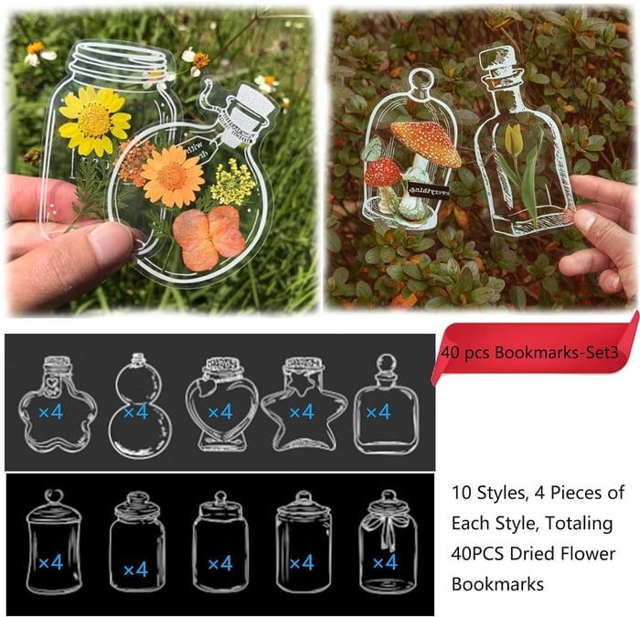 💐Transparent Dried Flower Bookmarks(40 PCS) 