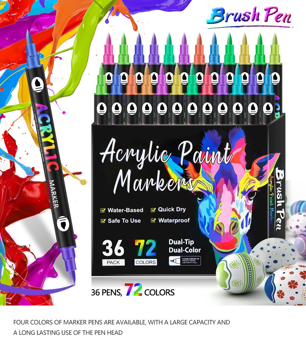 🌈Last Day Promotion-49%OFF - Dual Tip Acrylic Paint Pen Marker - 24/48/72 Colours