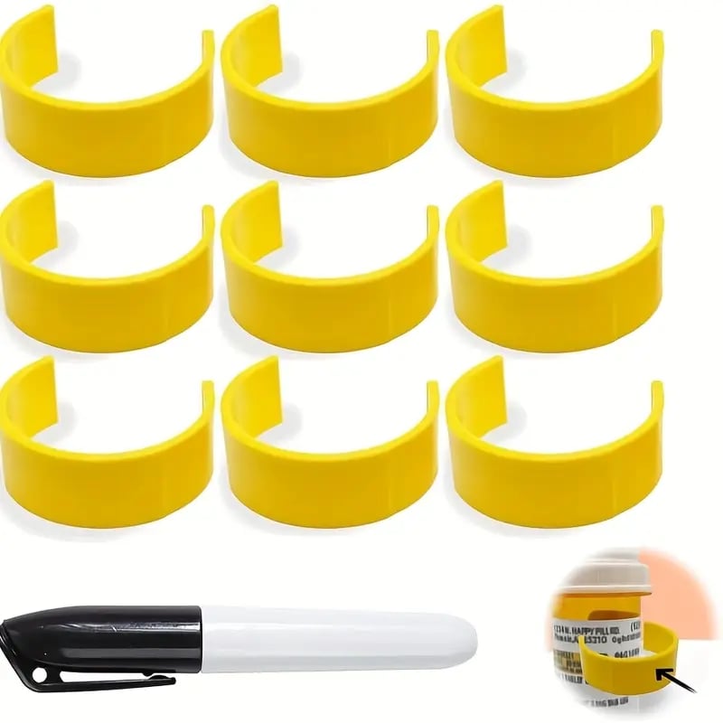 💊Easy-to-Use Pill Bottle Clips with Marker-🧓 for Quick Identification & Organization