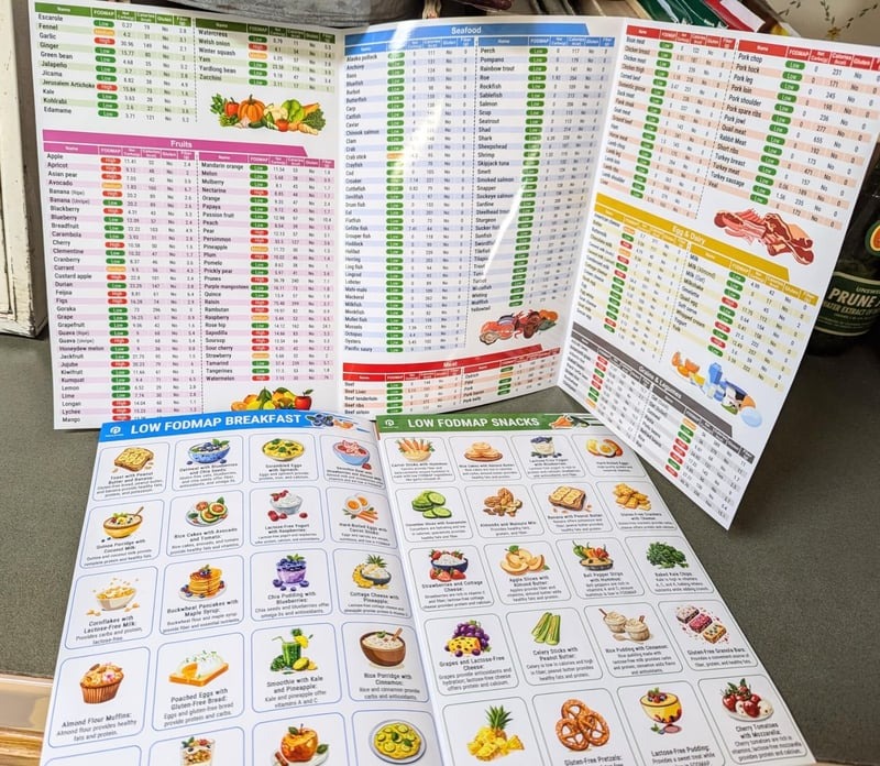 🥗Set of 2 Fodmap Chart📘IBS Symptom Relief Food List