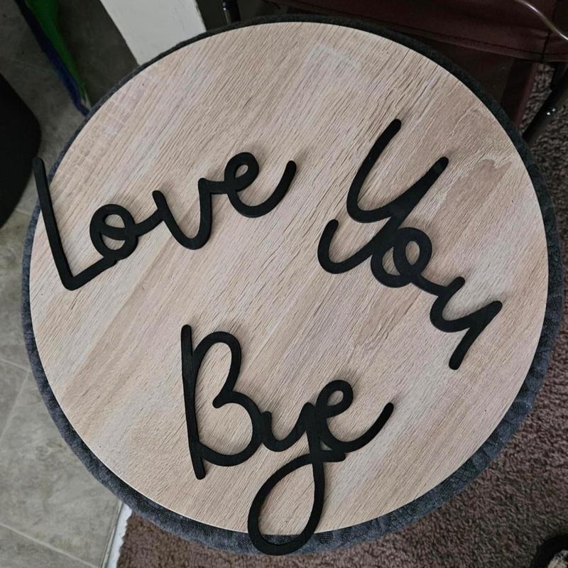 🎁Love You Bye Wooden Script Sign Hallway Home Door💖
