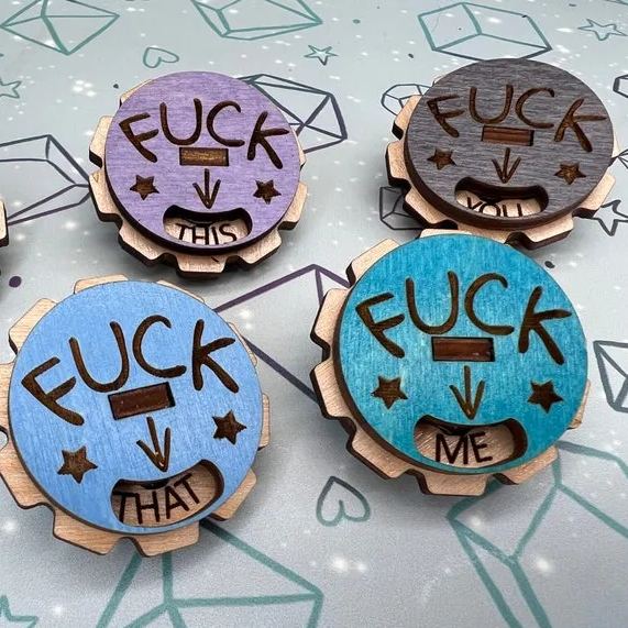 🤬Spoof Spinner Pin-Funny Wooden F*ck Off Pin