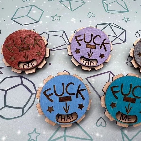 🤬Spoof Spinner Pin-Funny Wooden F*ck Off Pin
