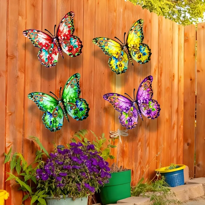 🦋 Vibrant Metal Butterfly Wall Decor Set (4 PCS)