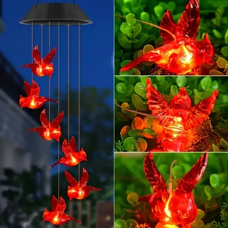 🔥LAST DAY 49 % OFF 🐦Solar Cardinal Bird Bell Lights