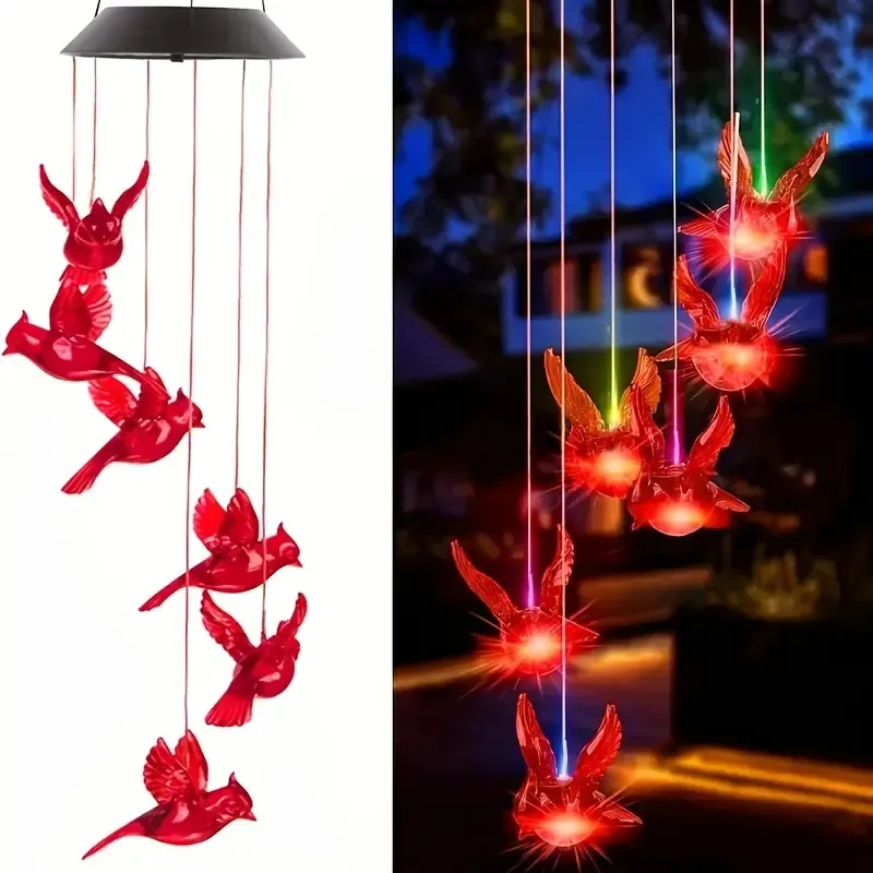 🔥LAST DAY 49 % OFF 🐦Solar Cardinal Bird Bell Lights
