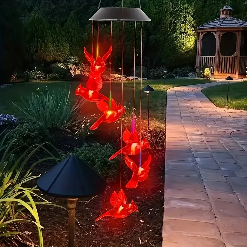🔥LAST DAY 49 % OFF 🐦Solar Cardinal Bird Bell Lights