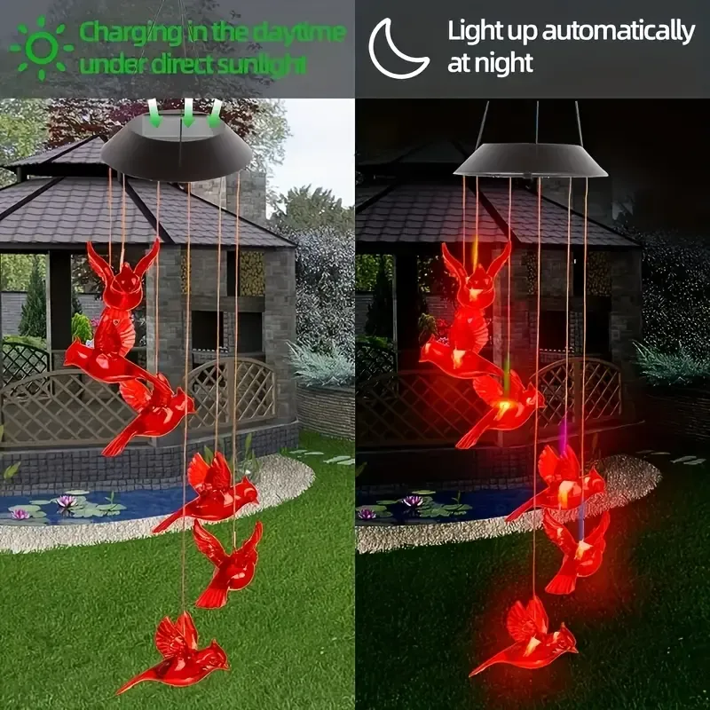 🔥LAST DAY 49 % OFF 🐦Solar Cardinal Bird Bell Lights