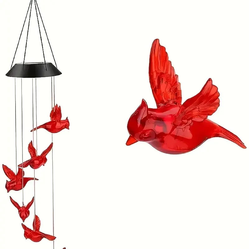 🔥LAST DAY 49 % OFF 🐦Solar Cardinal Bird Bell Lights