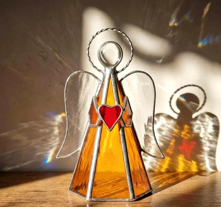 ✨ Guardian Angel Stained Glass Angel Candle Holder – Capture Sunlight by Day, Glow Warmth by Night 💕