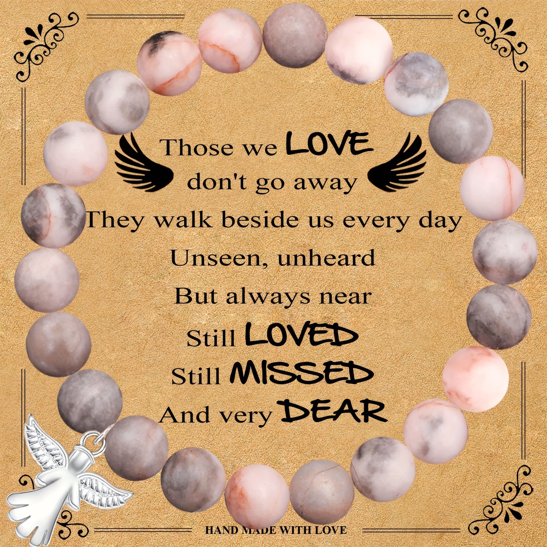 Memorial Gifts Angel Wings Healing Crystal Bracelet