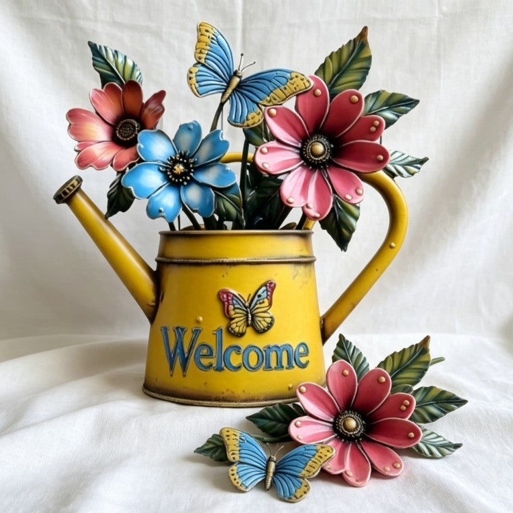 🌸Watering Can Wall Decor – Welcome Garden Art 🌼🦋