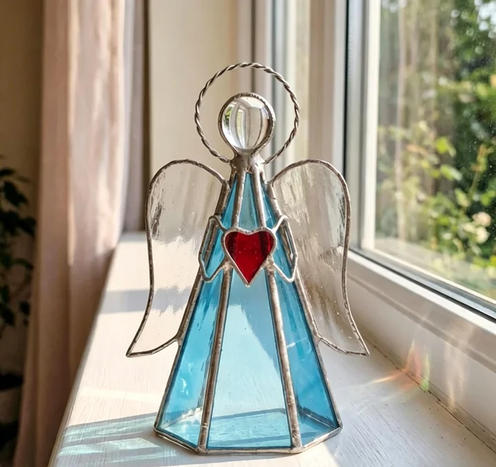 ✨ Guardian Angel Stained Glass Angel Candle Holder – Capture Sunlight by Day, Glow Warmth by Night 💕