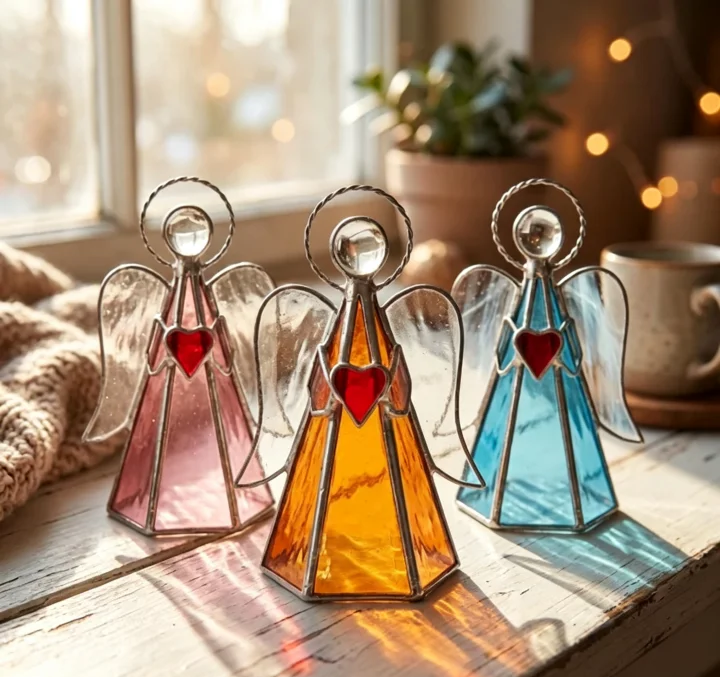 ✨ Guardian Angel Stained Glass Angel Candle Holder – Capture Sunlight by Day, Glow Warmth by Night 💕