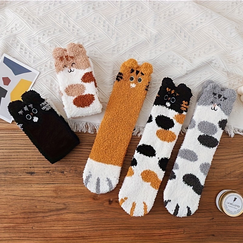 Women's Cozy Cartoon Cat Claw Slipper Sock