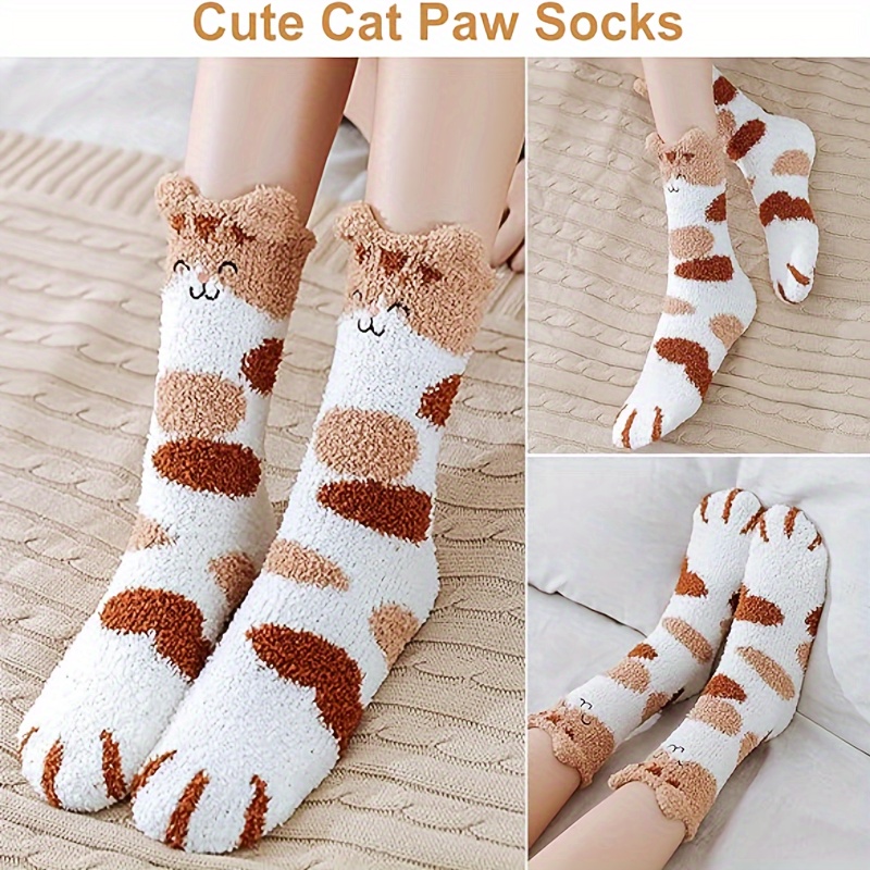 Women's Cozy Cartoon Cat Claw Slipper Sock