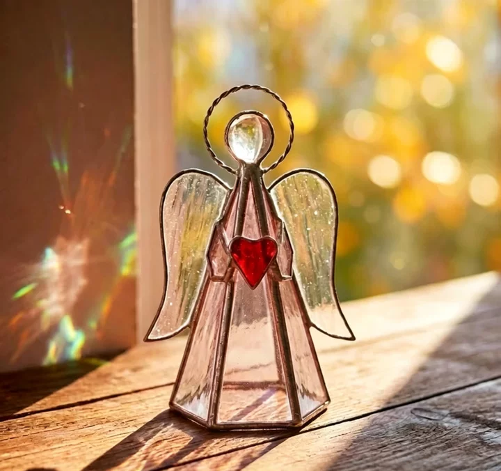✨ Guardian Angel Stained Glass Angel Candle Holder – Capture Sunlight by Day, Glow Warmth by Night 💕