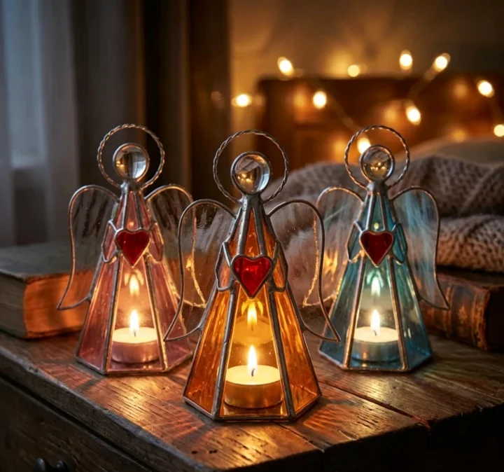 ✨ Guardian Angel Stained Glass Angel Candle Holder – Capture Sunlight by Day, Glow Warmth by Night 💕