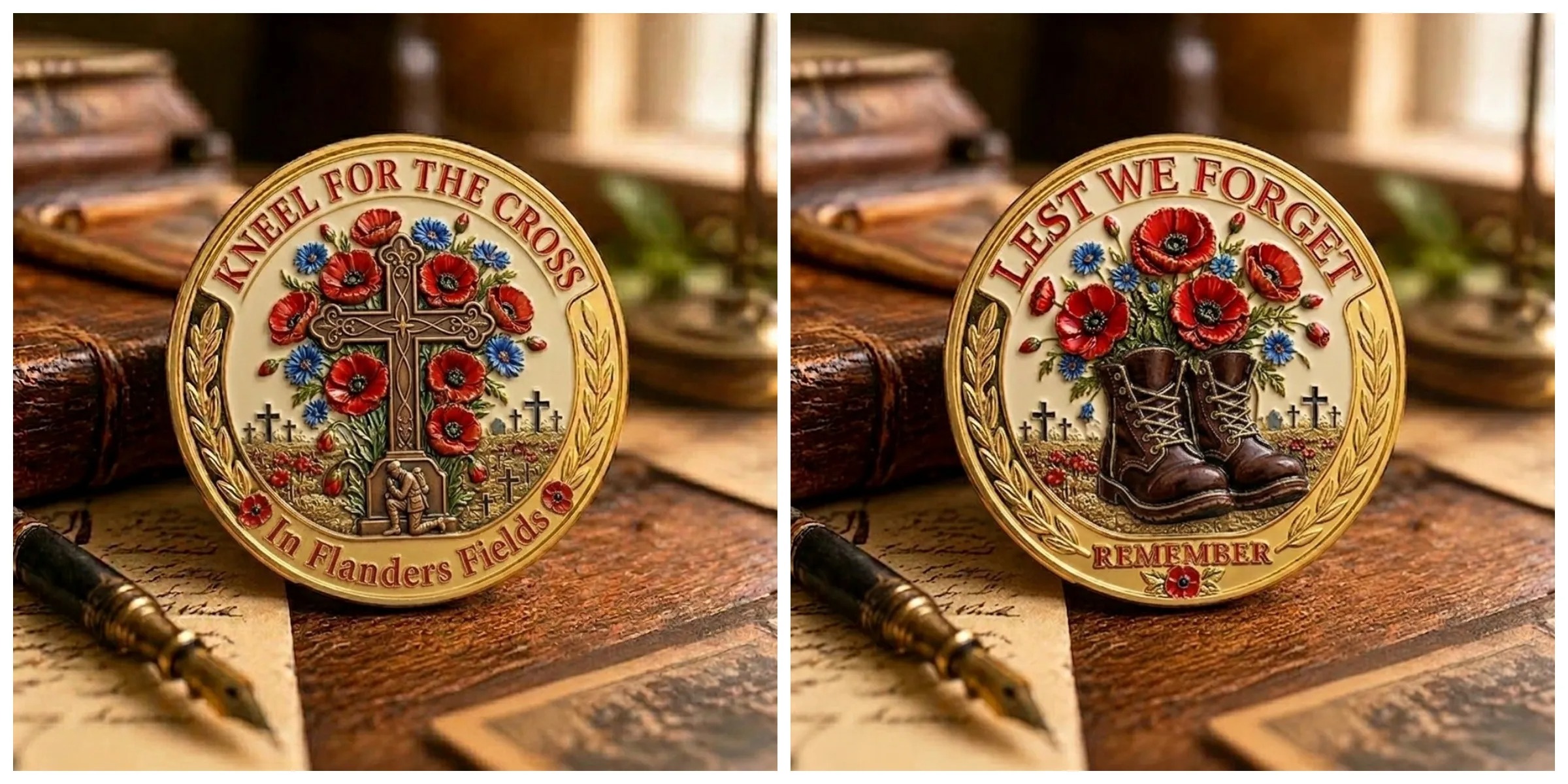 Lest We Forget Soldier & Poppy Commemorative Coins