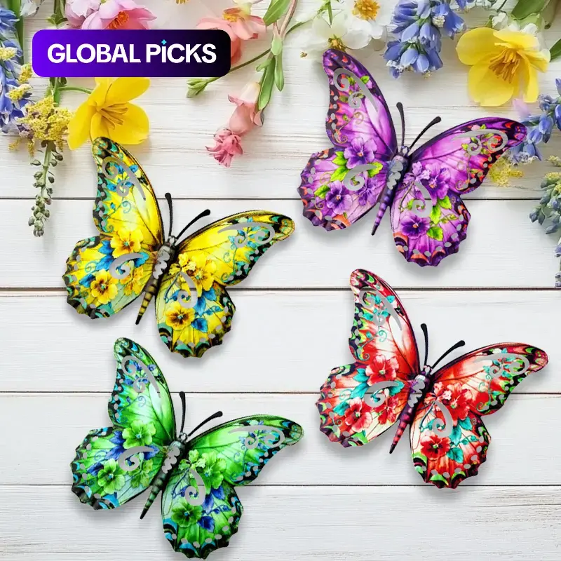 🦋 Vibrant Metal Butterfly Wall Decor Set (4 PCS)