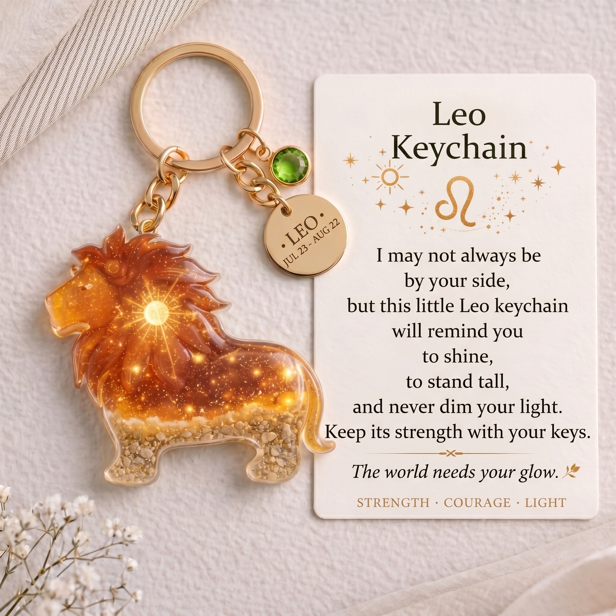 Zodiac Sign Keychain Collection with Inspirational Card