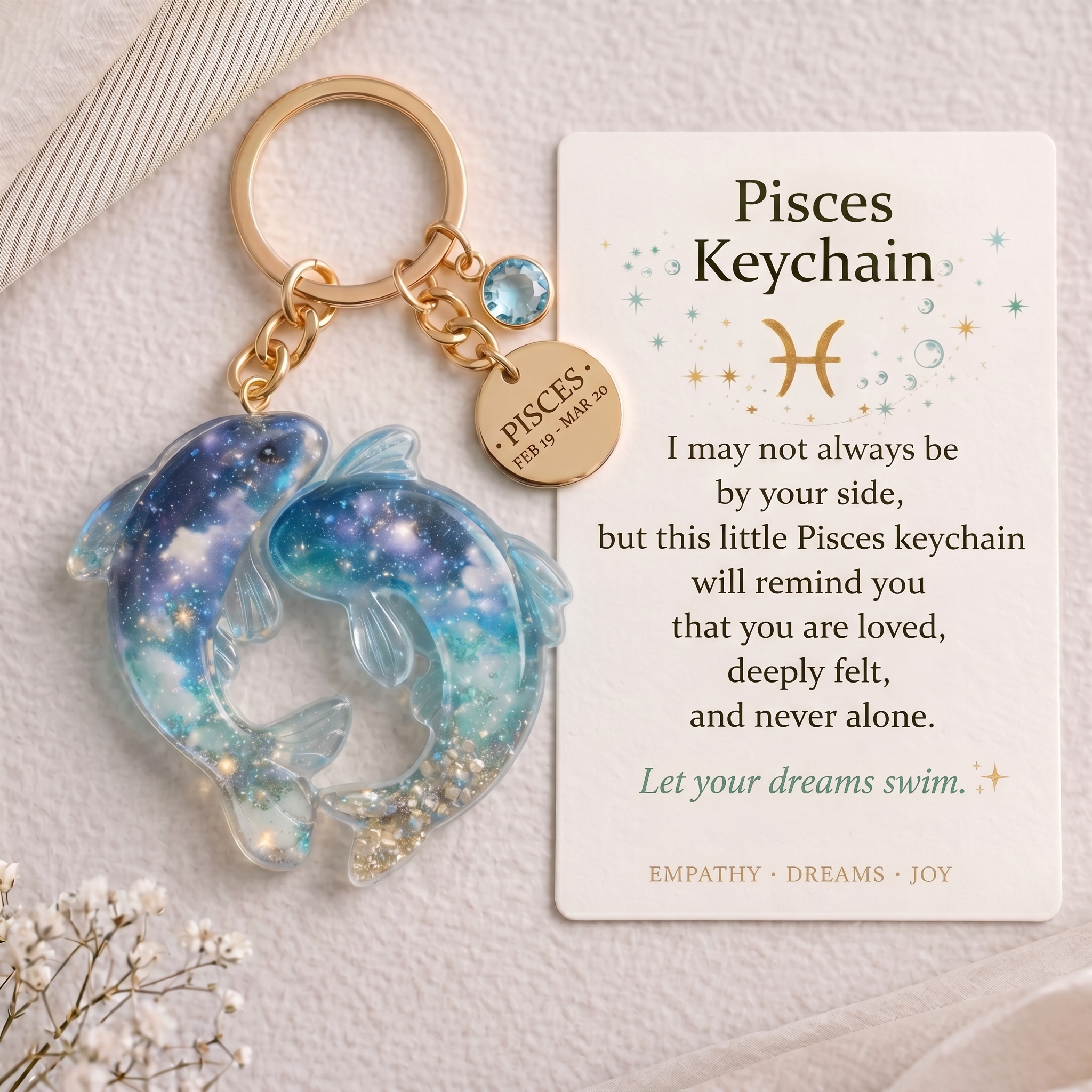 Zodiac Sign Keychain Collection with Inspirational Card