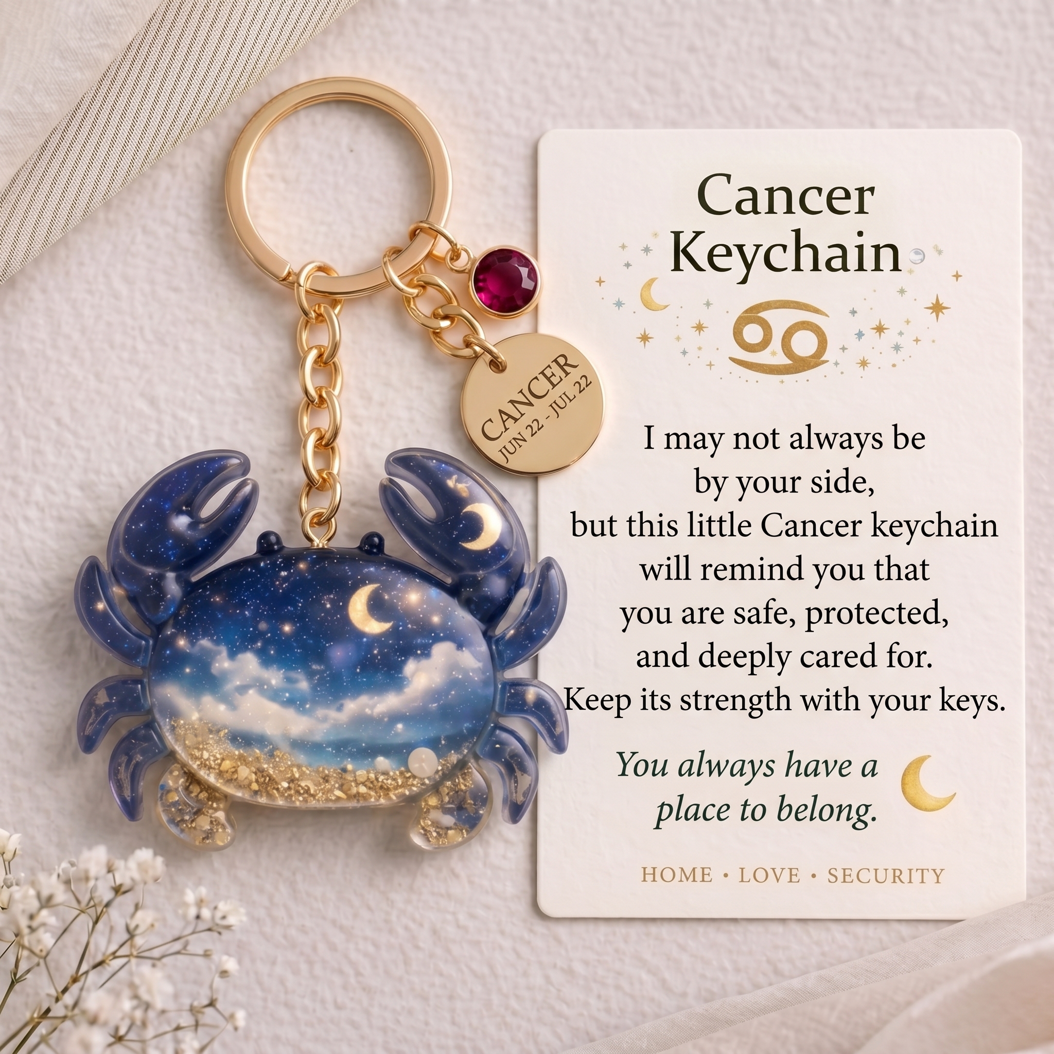 Zodiac Sign Keychain Collection with Inspirational Card