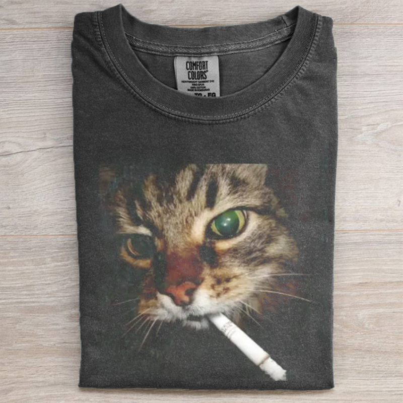 Funny Smoking Cat T-shirt