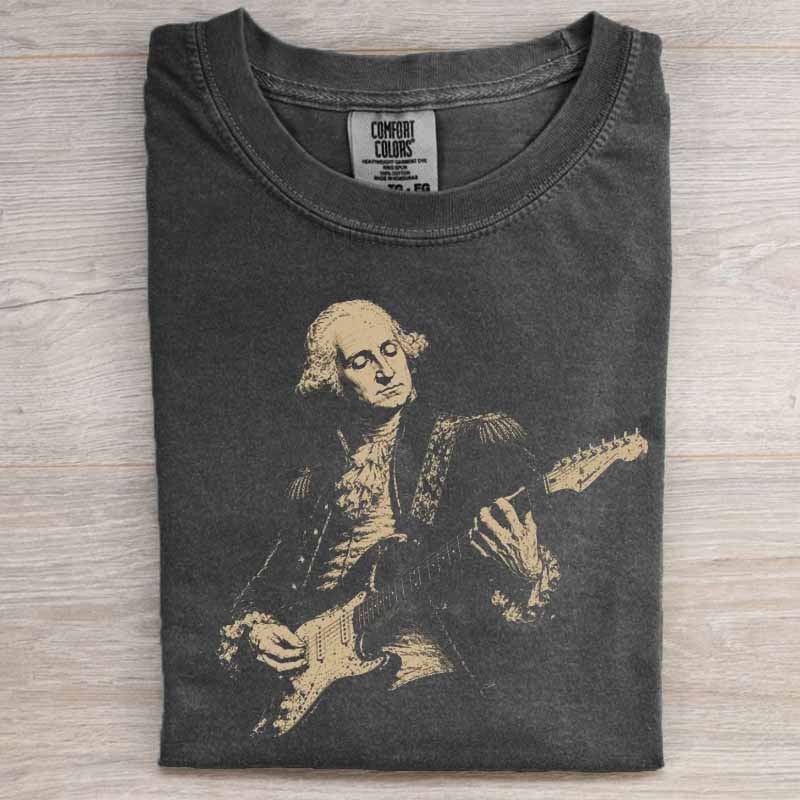 Distressed George Washington Playing Guitar Shirt
