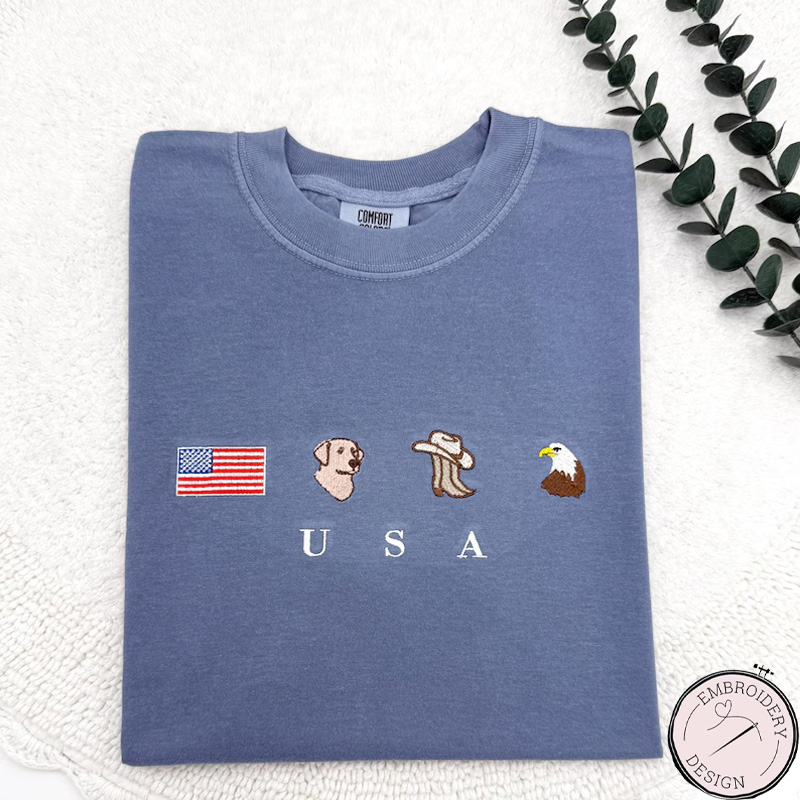 Embroidered Patriotic 4th of July Shirt