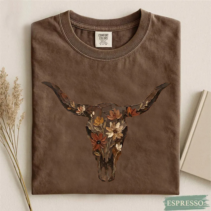 Western Boho Cow Skull Shirt