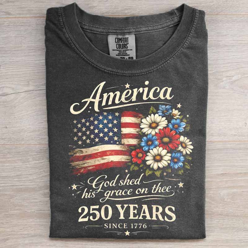 America 250 Years Flag Floral Shirt