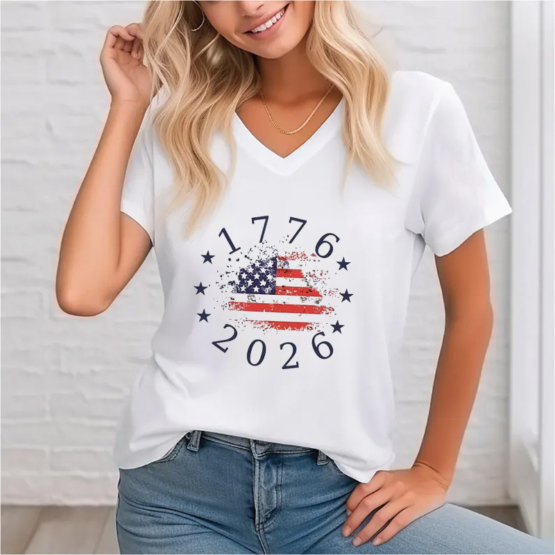 Patriotic USA Flag V-Neck Shirt