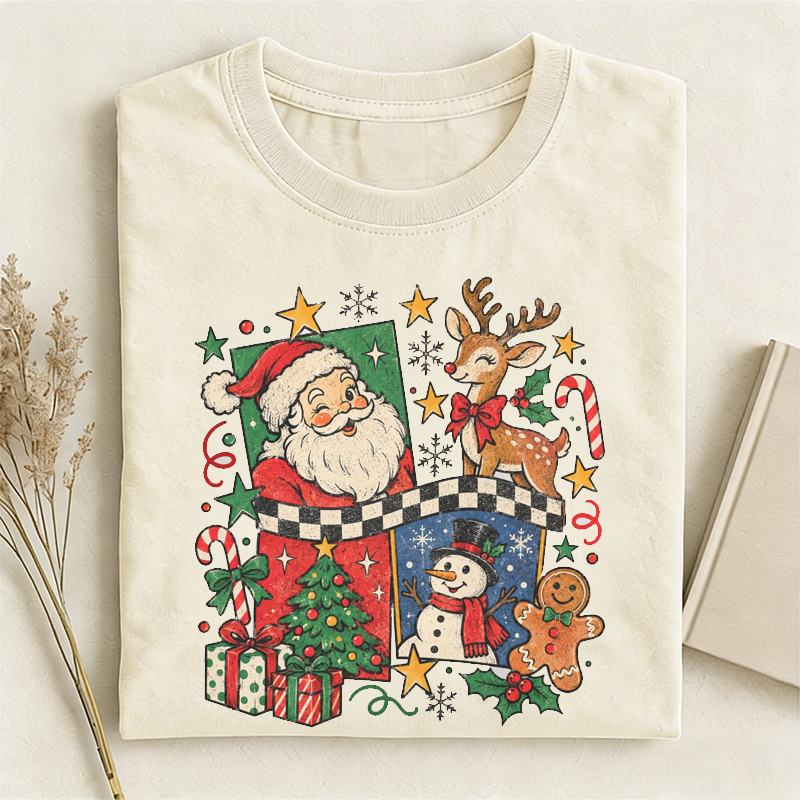 Retro Santa and Friends Christmas Tshirt