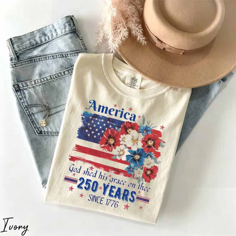 America 250 Years Flag Floral Shirt