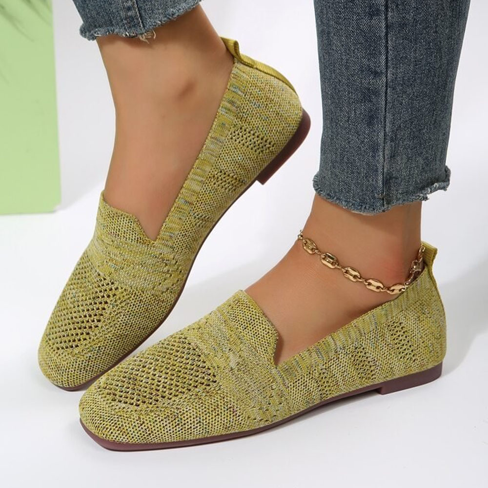 Reemelody Knitted Breathable Flat Casual Shoes for Women