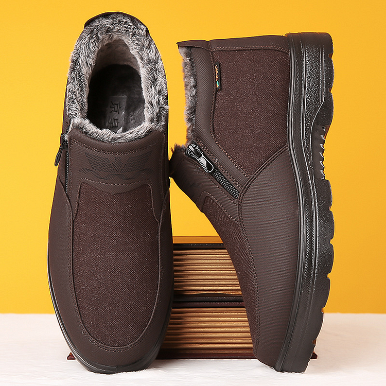 Flygooses Men's Orthopedic Warm Snow Boots Waterproof Non-Slip Winter Fleece Shoes