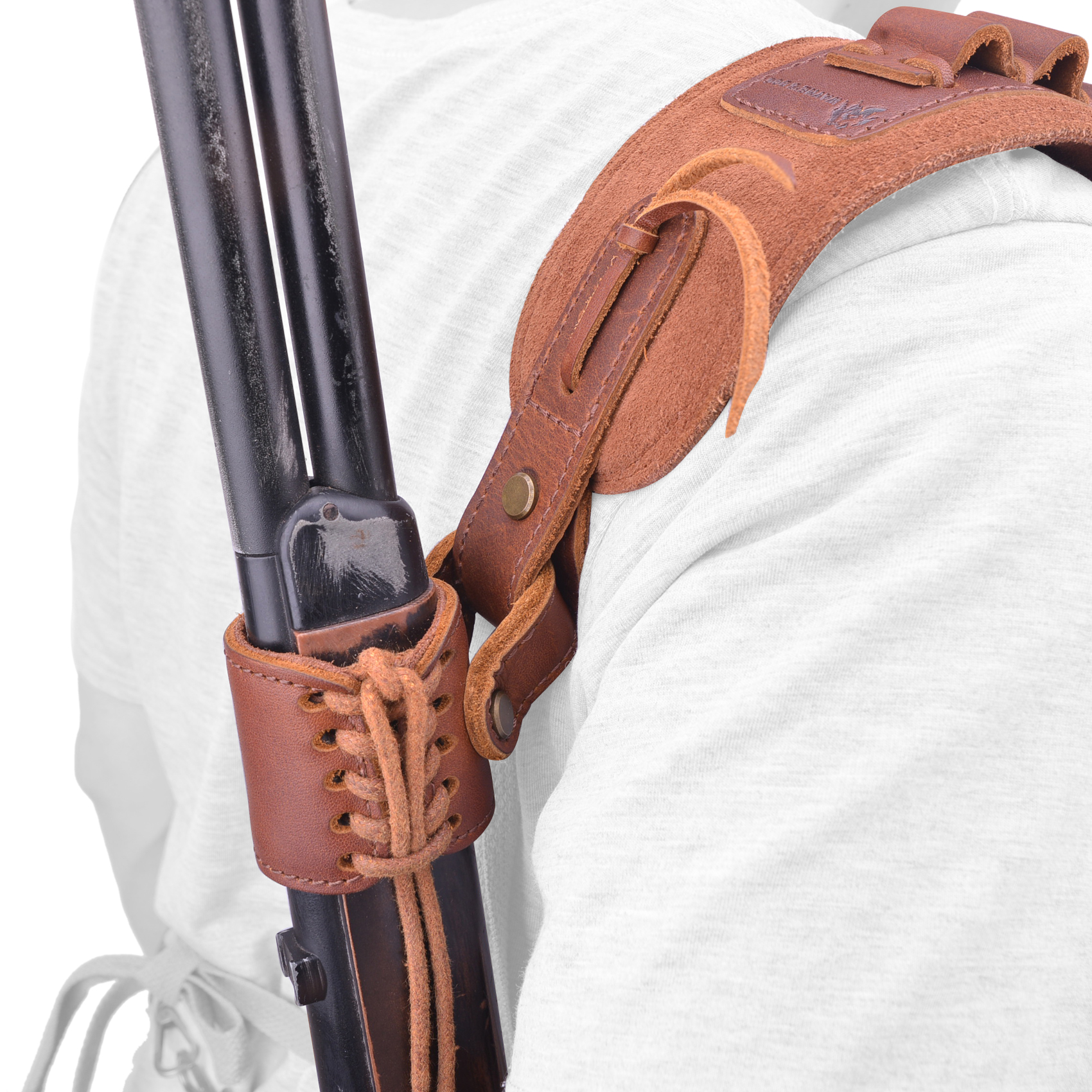  1 Set Leather No Drill Buttstock With Gun Sling , Barrel  Mount  For .308 .45-70 .30-06 410GA Shell Holder