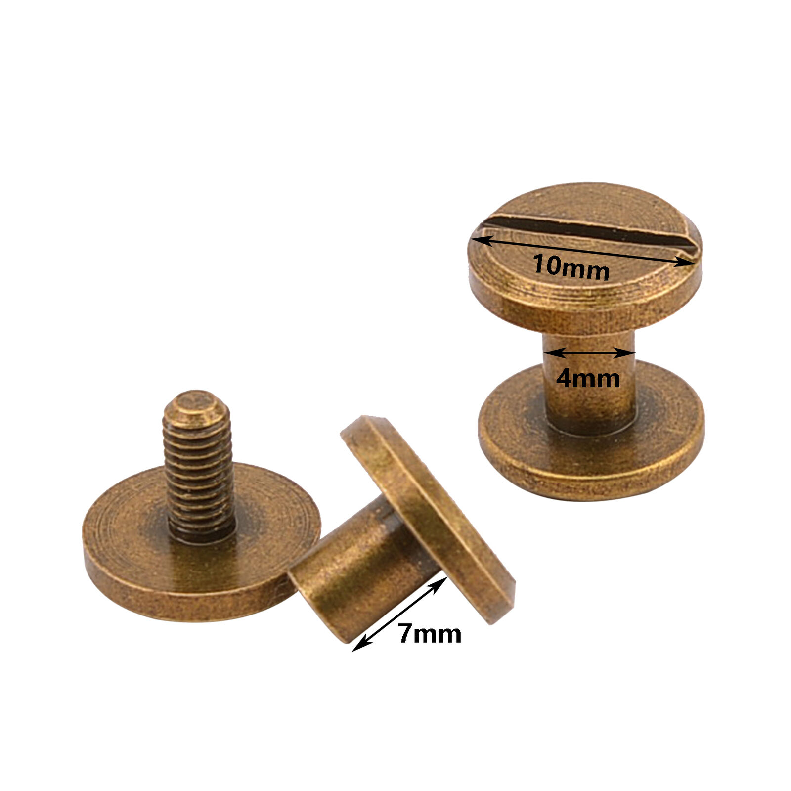 2pcs Brass Chicago Screws Bronze Stud Clips for Gun Holsters and Rifle Slings