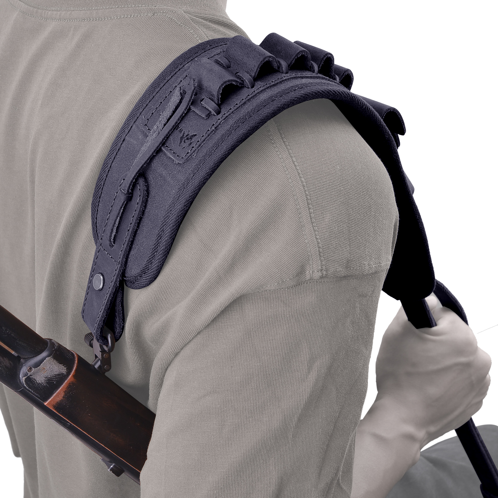 .308 .30-06 .45-70 .44MAG Leather Canvas Ammo Holder Rifle Sling Hunting Gun Strap