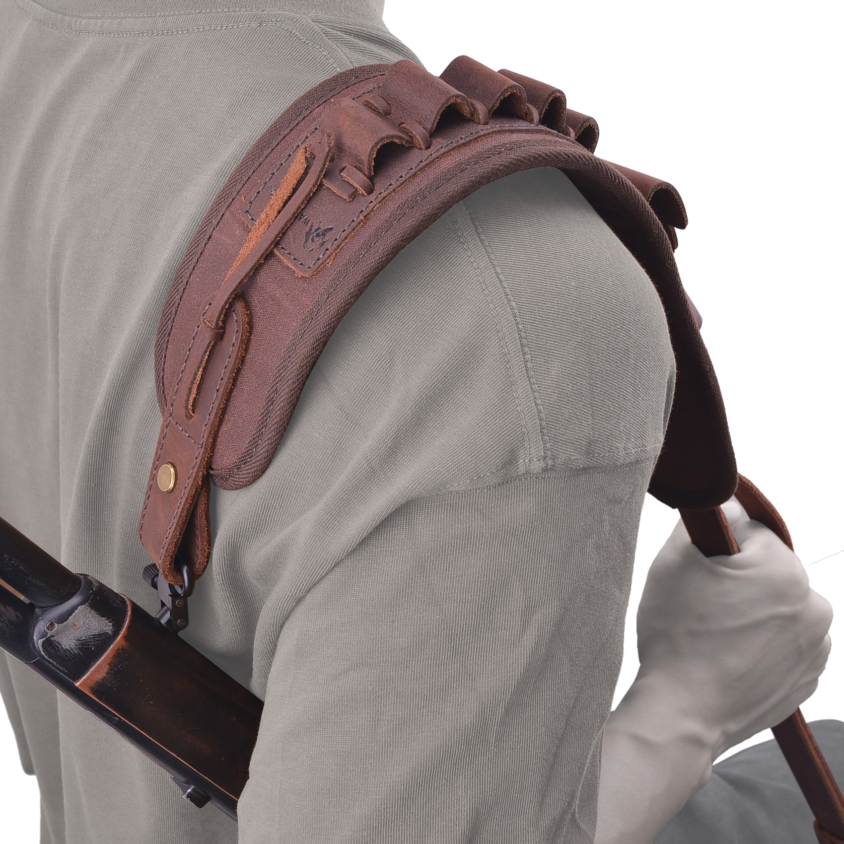 1 Combo Leather Rifle Shotgun Buttstock with Sling.22LR.357.308 12GA