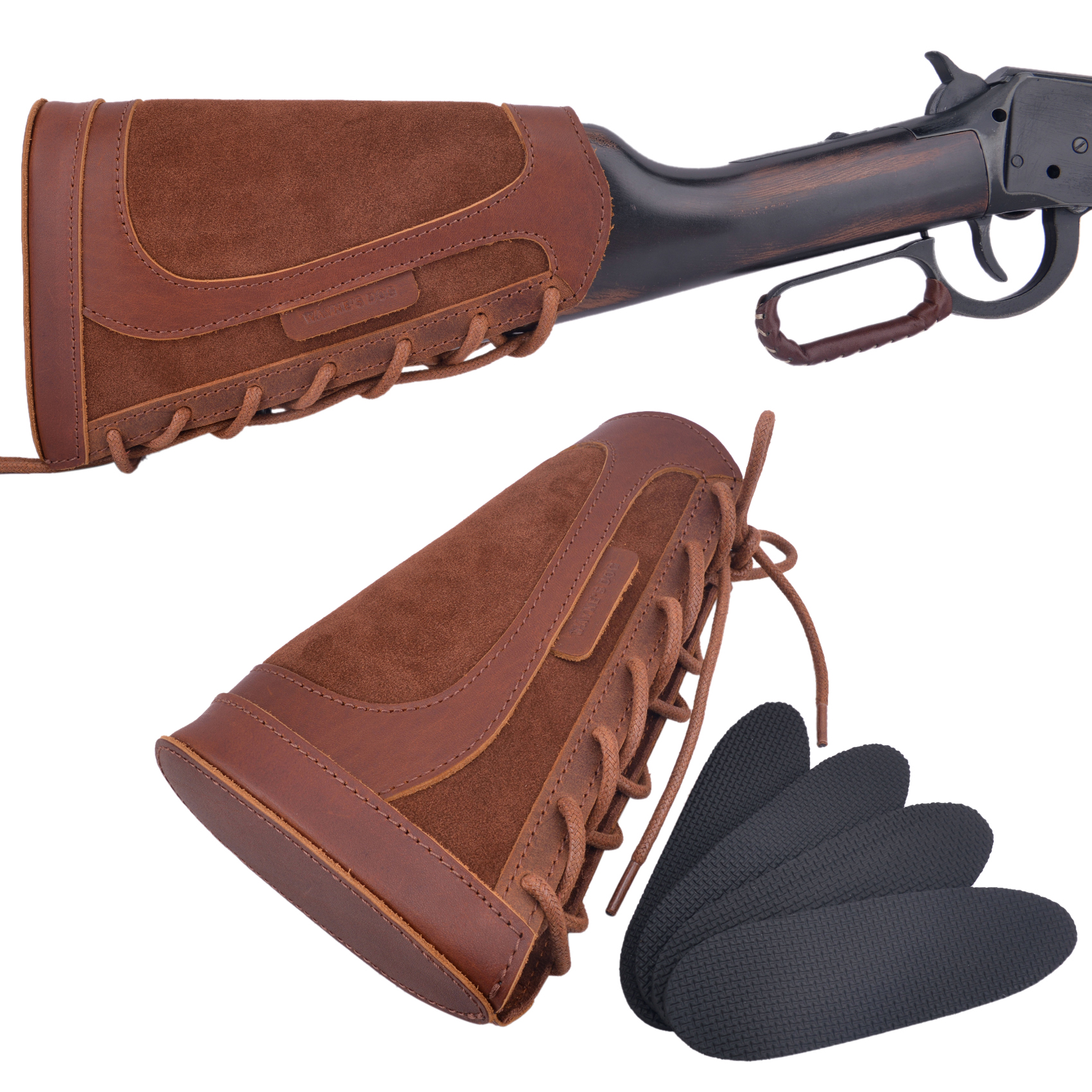 Ambidextrous Genuine Leather Recoil Pad Rifle Buttstock Hunting Cheek Rest Pad