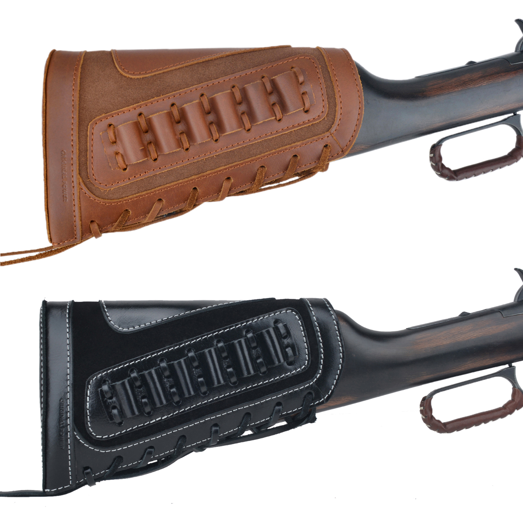Leather Rifle Buttstock Shell Holder Recoil Pad For .308 .357 .22LR  12GA Butt Protectors