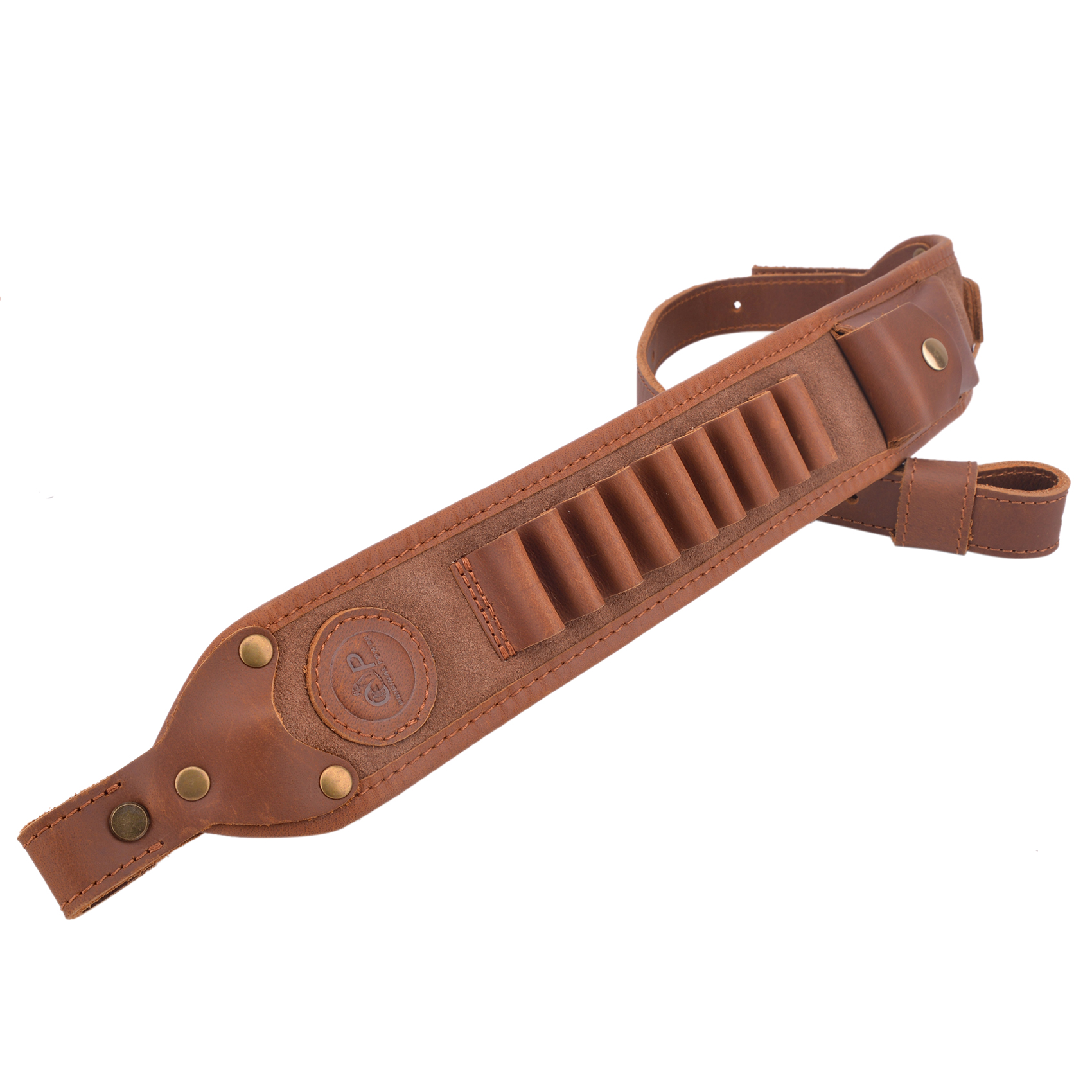 Classic Leather Rifle Sling Gun Carry Straps Cartridge Shell Holder With Swivels