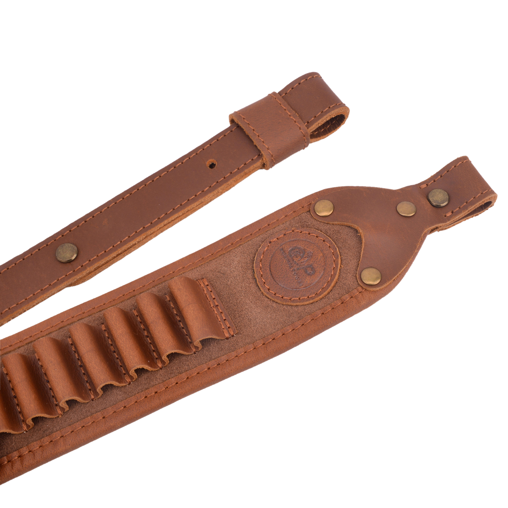 Classic Leather Rifle Sling Gun Carry Straps Cartridge Shell Holder With Swivels