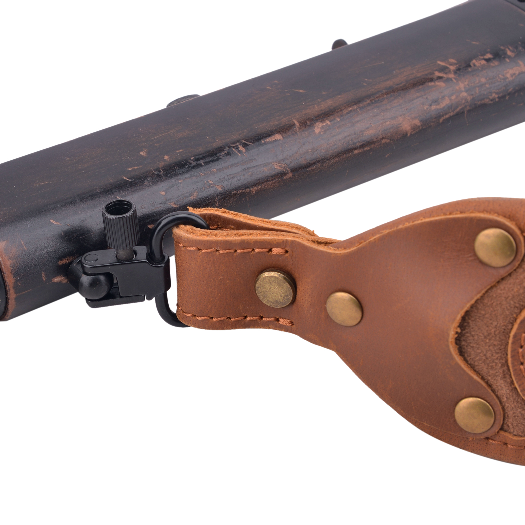 Classic Leather Rifle Sling Gun Carry Straps Cartridge Shell Holder With Swivels